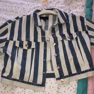striped denim jacket, cropped & oversized UNWORN.